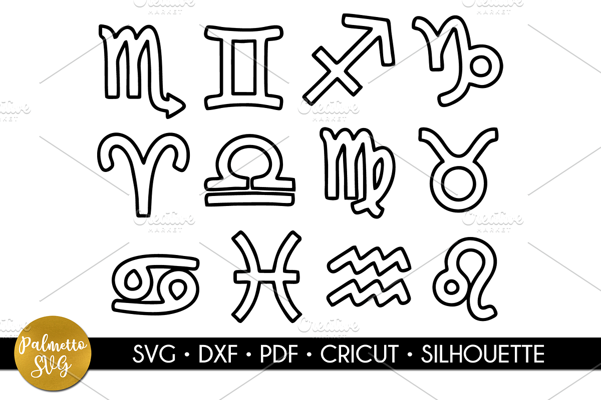 zodiac signs svg cricut download, an Illustration by palmettosvg