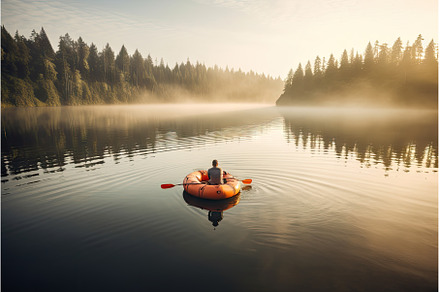floating peacefully on a raft in the, a Sports & Recreation Photo by Sergey Kotenev