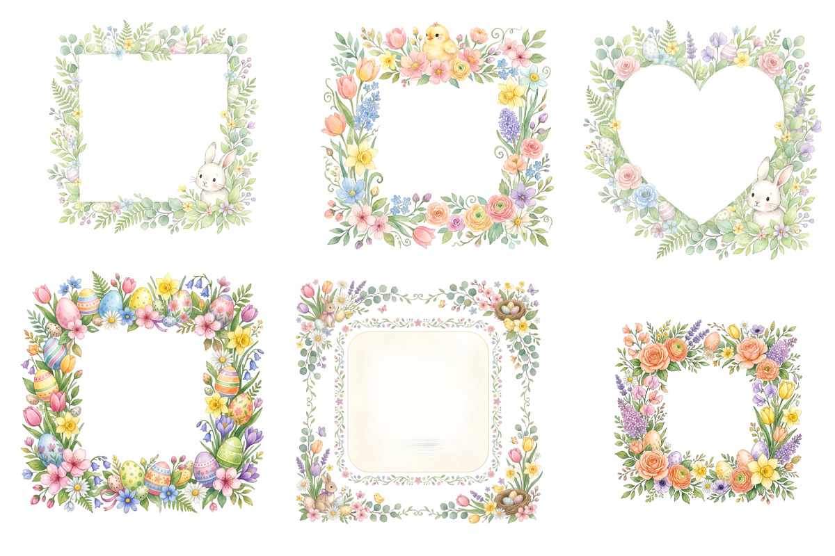 Watercolor Easter Frames Clipart Bu, an Illustration by GatewayDesign (Photo 2 of 3)
