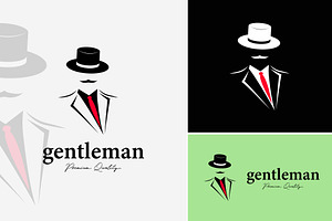 Gentleman Logo With Vintage Hat Icon