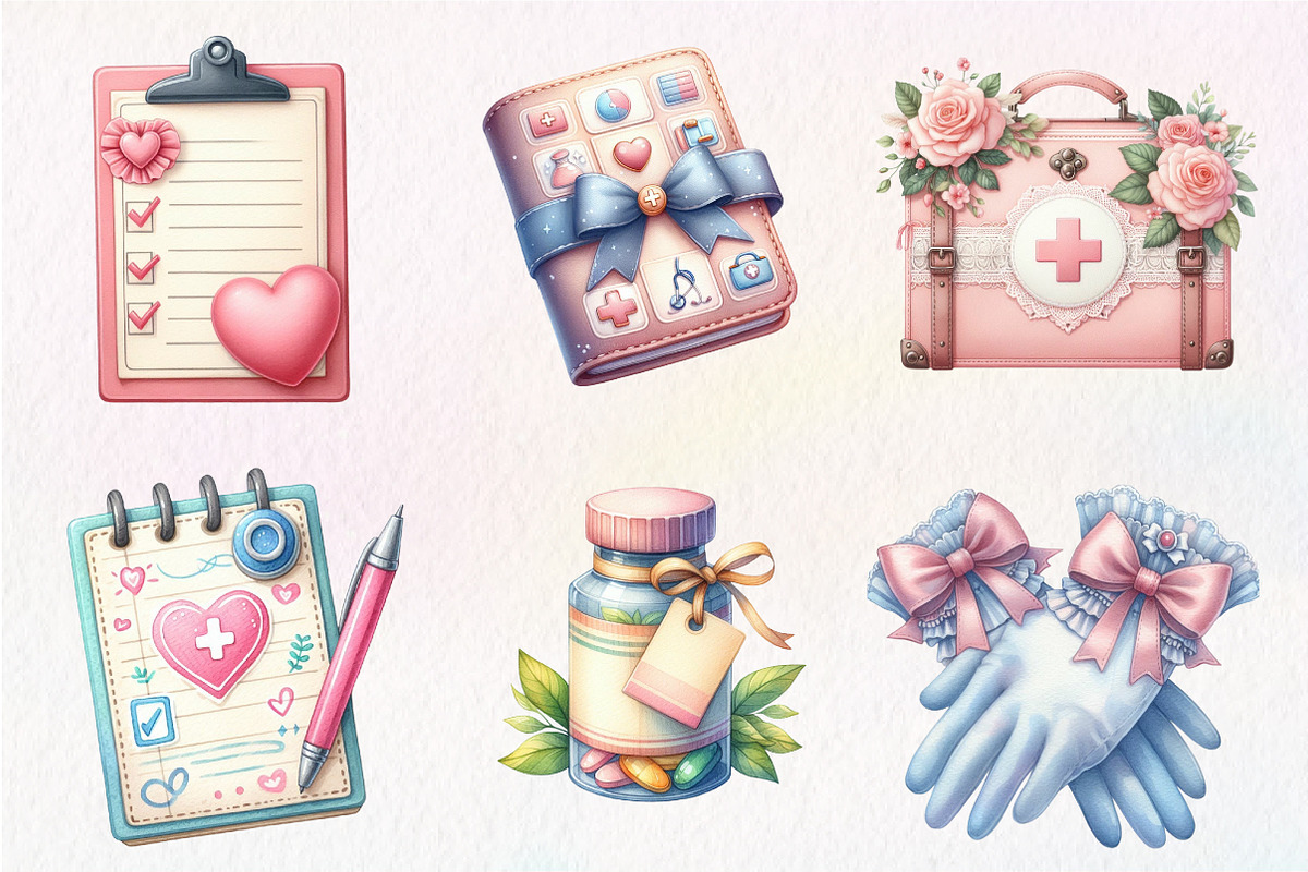 Watercolor Coquette Nurse Clipart, an Illustration by CreationArt (Photo 3 of 5)