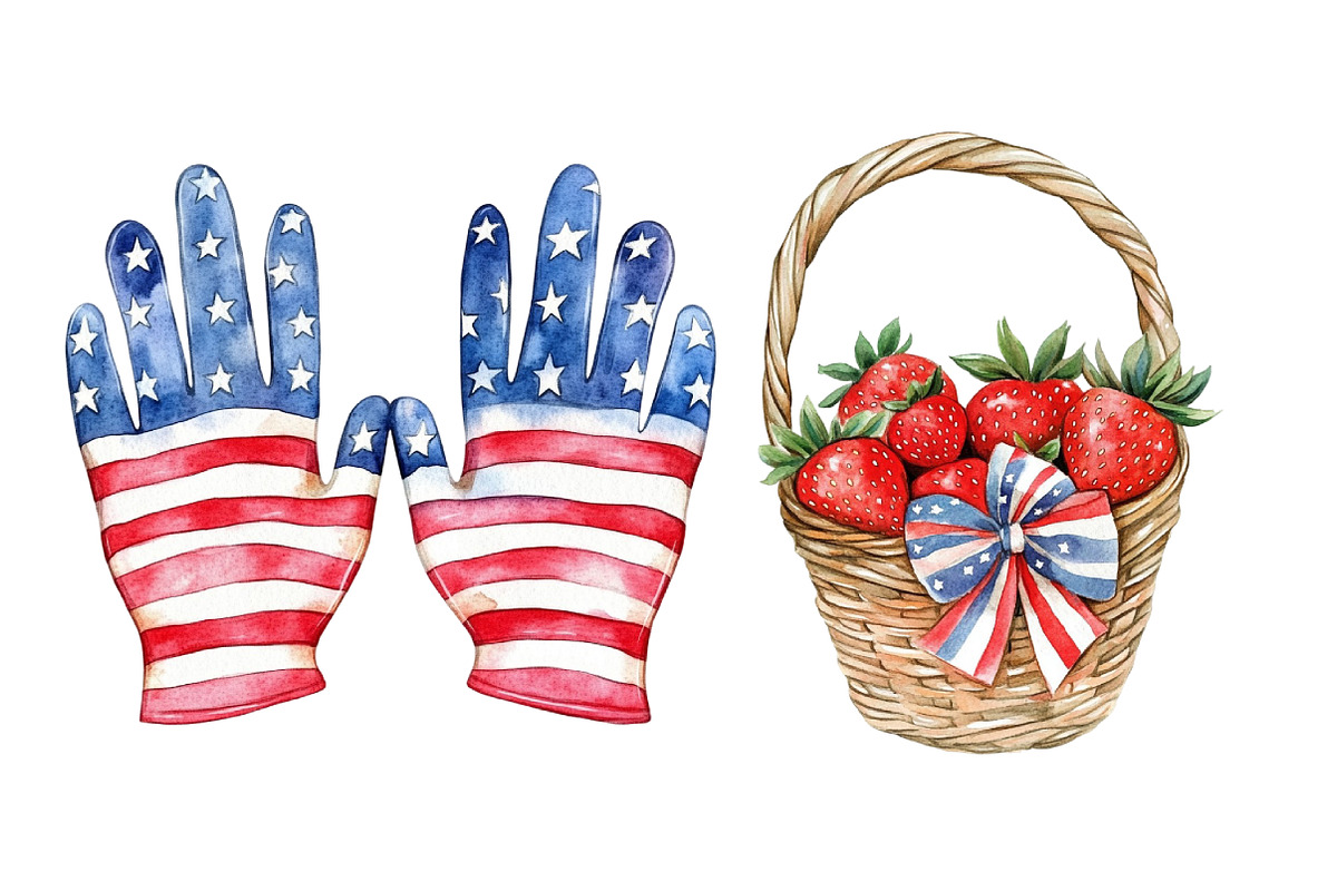 Watercolor Patriotic Garden Clipart, an Illustration by SinaCreation (Photo 5 of 5)