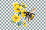 Watercolor Spring Bees and Flowers, an Animal Illustration by Mash Mash Stickers (Thumbnail 8 of 9)