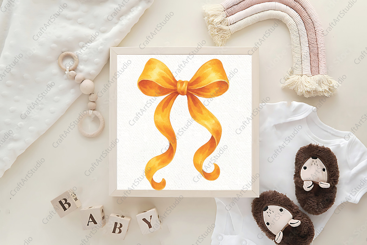 Orange Preppy Brushstroke Bow PNG, an Illustration by CraftArtStudio (Photo 4 of 4)