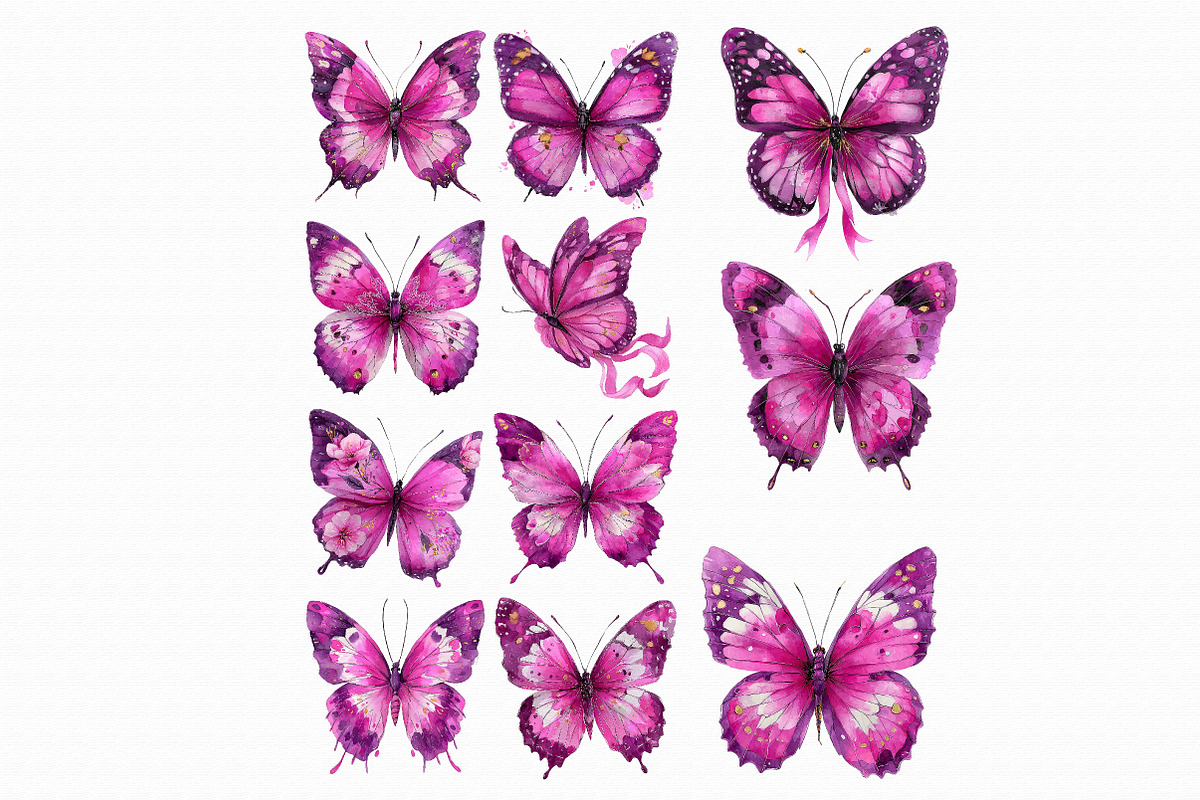 Watercolor Pink Butterfly Clipart, an Illustration by Libby Wishes (Photo 3 of 5)