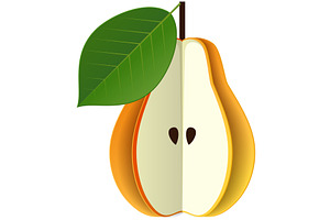 Pear half fruit vector food, a Food Illustration by SiberianArt