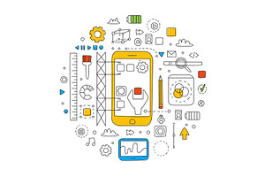 Smartphone User Interface Building, a Technology Illustration by TopVectors