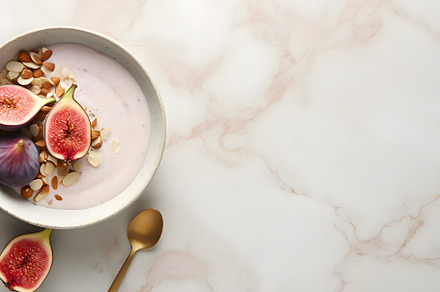 yogurt with figs and almonds, a Food & Drink Photo by OlgaPilnik