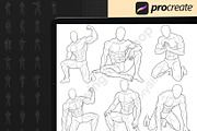 400 Procreate Male pose stamps Bases, a Brush Add-On by DrawingStoryShop (Thumbnail 5 of 7)
