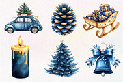 Watercolor Navy Christmas Clipart, an Illustration by Dream Creation (Thumbnail 5 of 6)