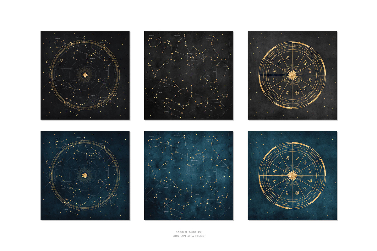 Astrology Charts & Star Map Frames, a Texture Graphic by Blixa 6 Studios