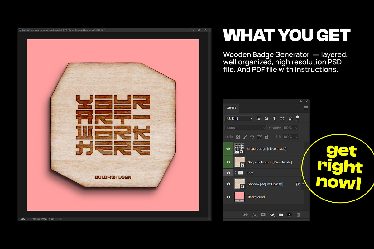 Wooden Badge Generator, a Product Mockup by BULBFISH (Photo 10 of 10)