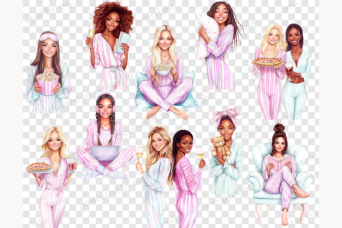 Cozy Pajama Party Clipart Set, a Healthcare Illustration by GlamArtZhanna (Photo 8 of 8)