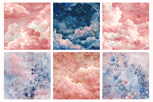 Dreamy Sky: Watercolor Digital Paper