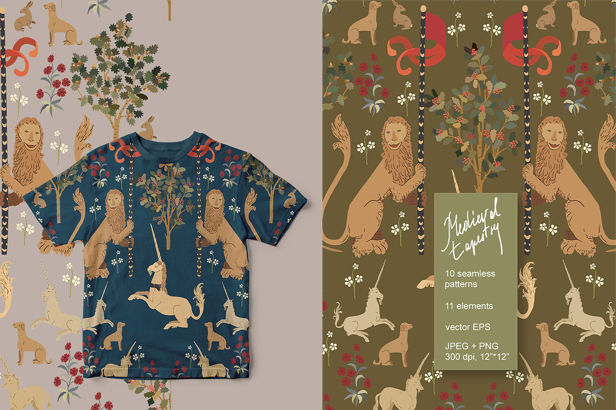 Medieval seamless vector pack, a Pattern Graphic by PatternsBlooming (Photo 2 of 7)