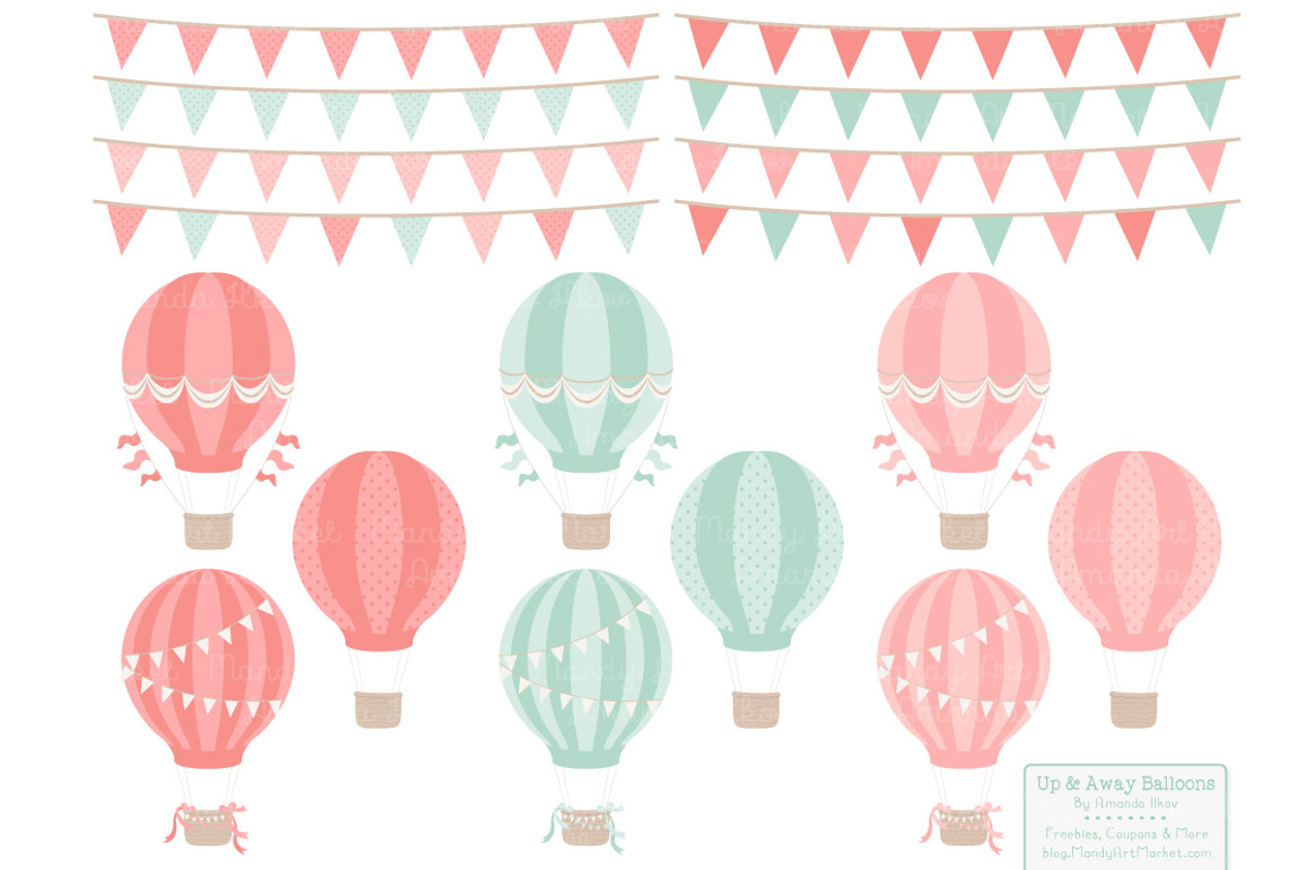 Mint & Coral Hot Air Balloons, an Illustration by Amanda Ilkov (Photo 4 of 5)