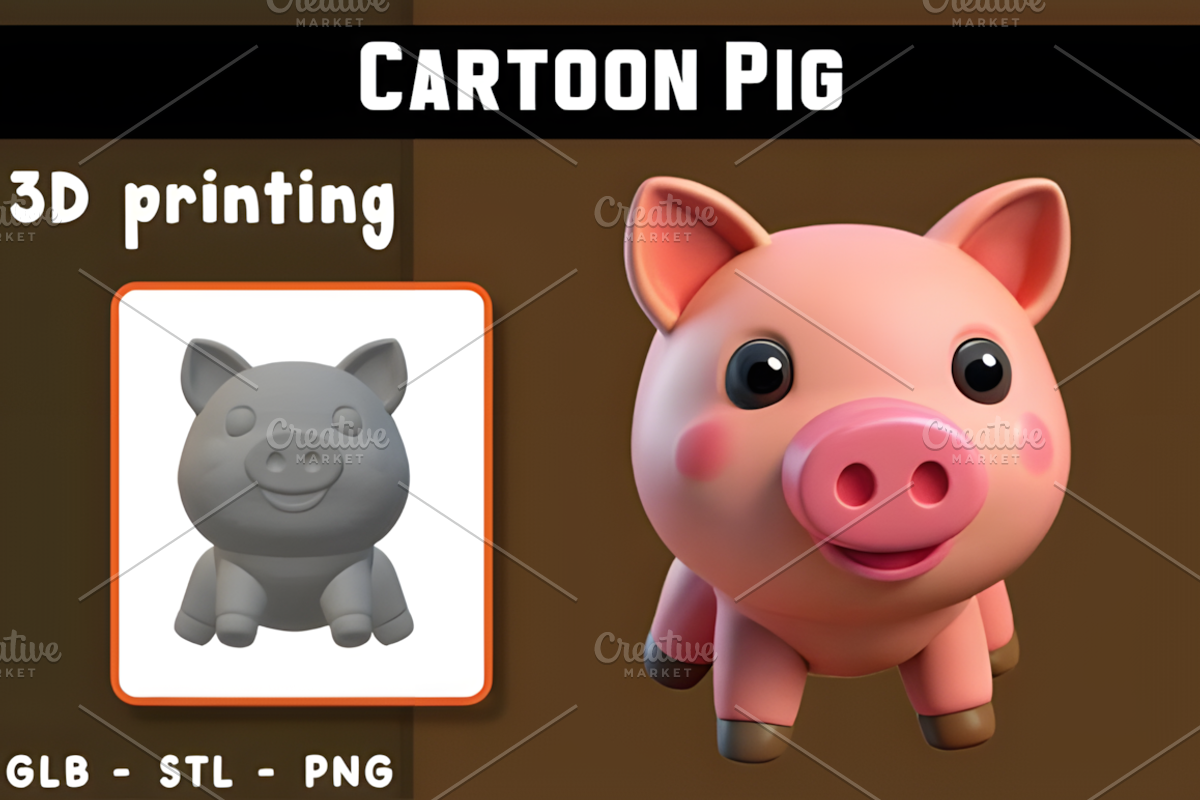 Cartoon Pig 3D Model, an Animal 3D Model by Ink Gallery (Photo 1 of 3)
