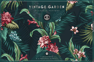 VINTAGE GARDEN Seamless Pattern