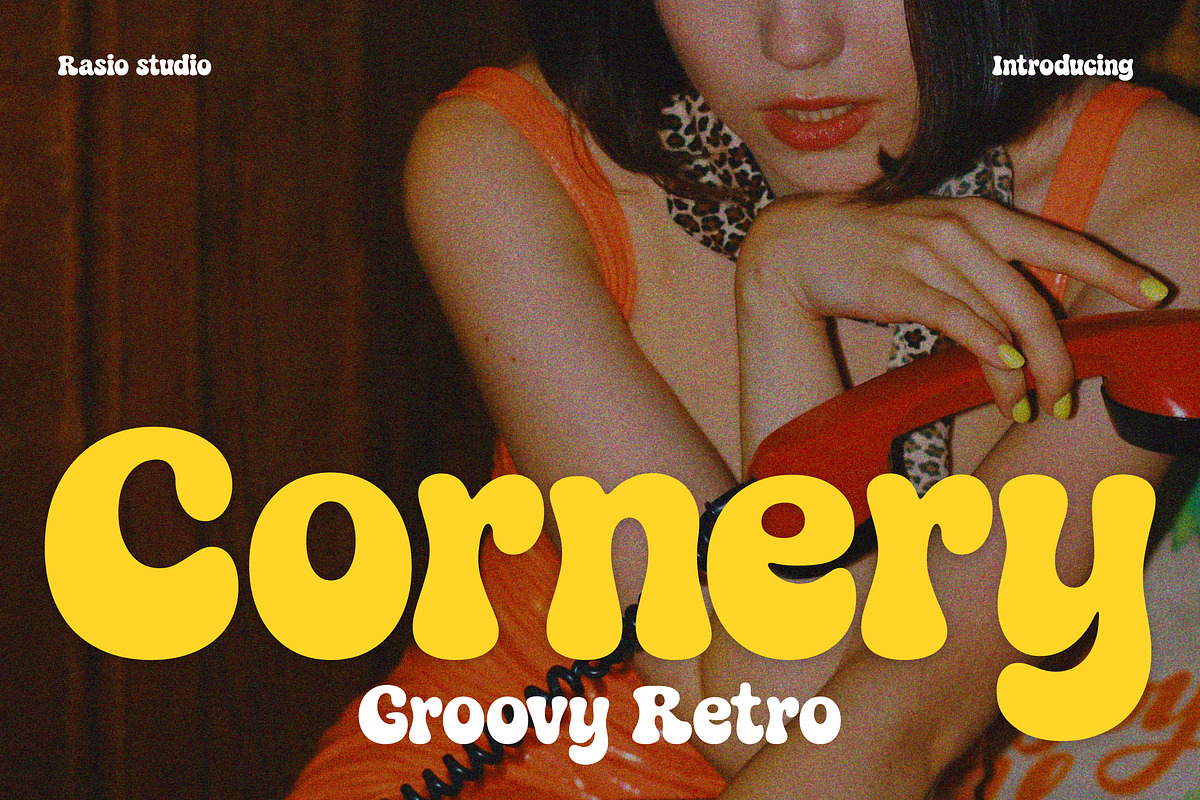 Cornery Groovy Retro Font, a Serif Font by Rasio Studio (Photo 1 of 7)