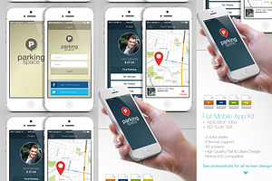Flat Mobile App Kit | App Idea