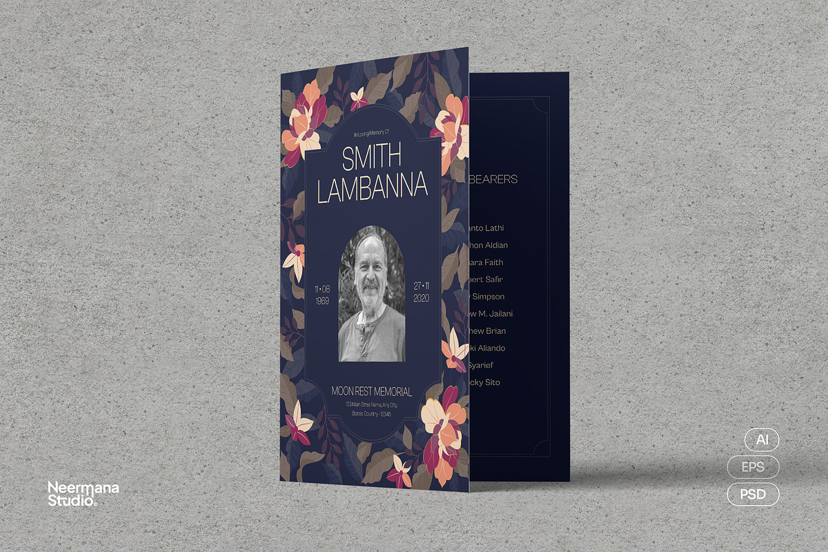 Maximalist Floral Funeral Program, a Brochure Template by Neermana (Photo 1 of 4)