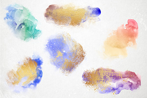 Watercolor Splashes With Gold Dust