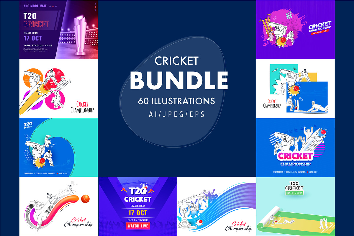 Cricket 2021 Bundle Vol-4, a Sport Illustration by Allies Interactive (Photo 1 of 3)