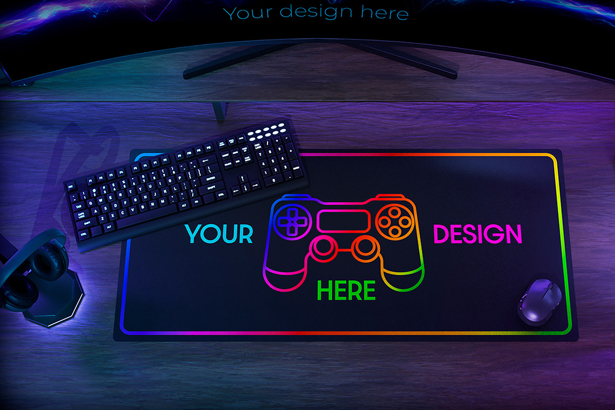 Gaming Room Desk Mat Mockup, a Wearable Device Mockup by McLittle Stock (Photo 1 of 2)