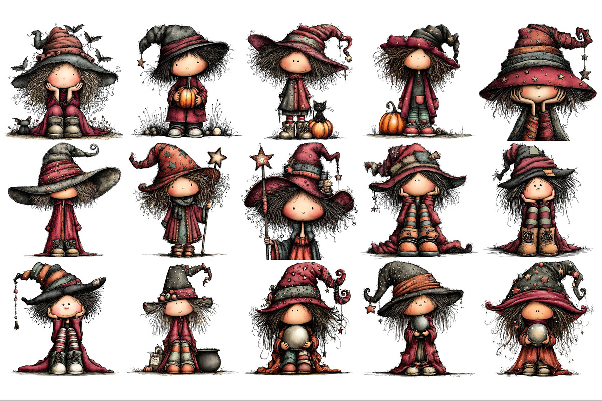 Whimsical Halloween Witch PNG, a Seasonal Illustration by Nicolle's Colorful Art (Photo 4 of 5)