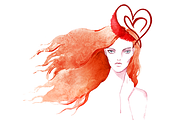 Valentine's girls in love watercolor, an Illustration by masha gross (Thumbnail 4 of 4)