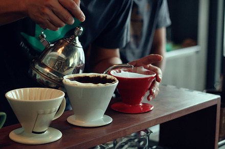 Barista dripping coffee 