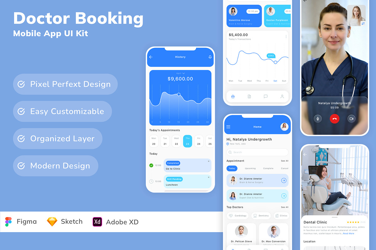 Doctor Booking Mobile App UI Kit, an UI Kit Template by Betush (Photo 2 of 2)