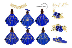 Royal Blue Princess Dresses Clipart