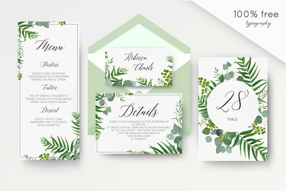 Wedding collection - Tropical green, an Invitation Template by Alewiena (Photo 3 of 8)