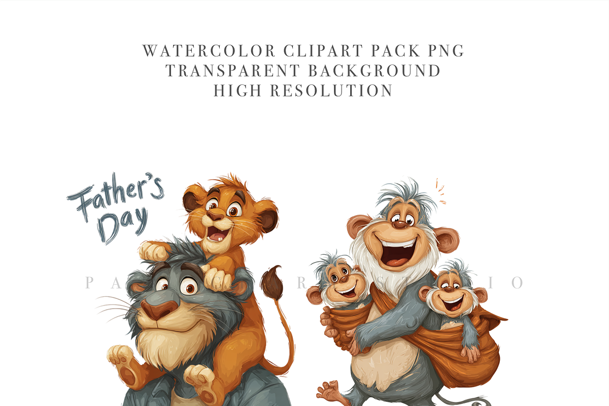 Fathers Day Animal Clipart, an Animal Illustration by Pati Charm Studio (Photo 4 of 7)