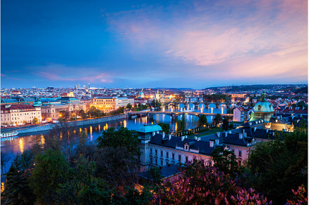 Panoramic view of Prague bridges, an Architecture Photo by f9photos