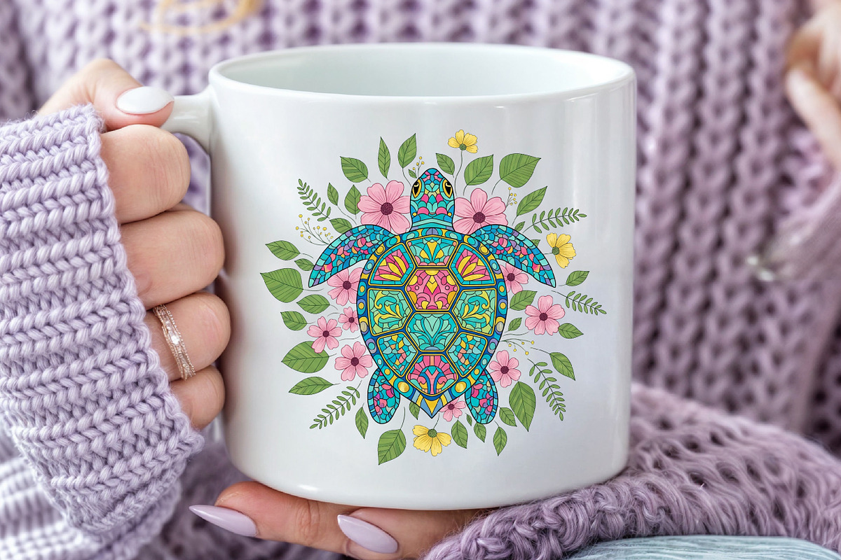 Summer Sea Turtle Floral Boho Flower, an Illustration by Craft Nest (Photo 6 of 7)