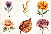 Fall Flowers and Leaves Clipart, an Illustration by Libby Wishes (Thumbnail 5 of 6)