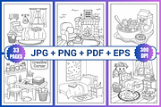 Cozy Girl HomeBody Coloring Page, a Person Illustration by Coco Bloom (Thumbnail 2 of 3)