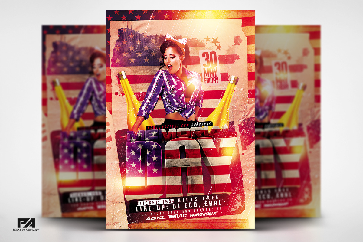 Memorial Day Flyer Template, a Flyer Template by PawlowskiArt