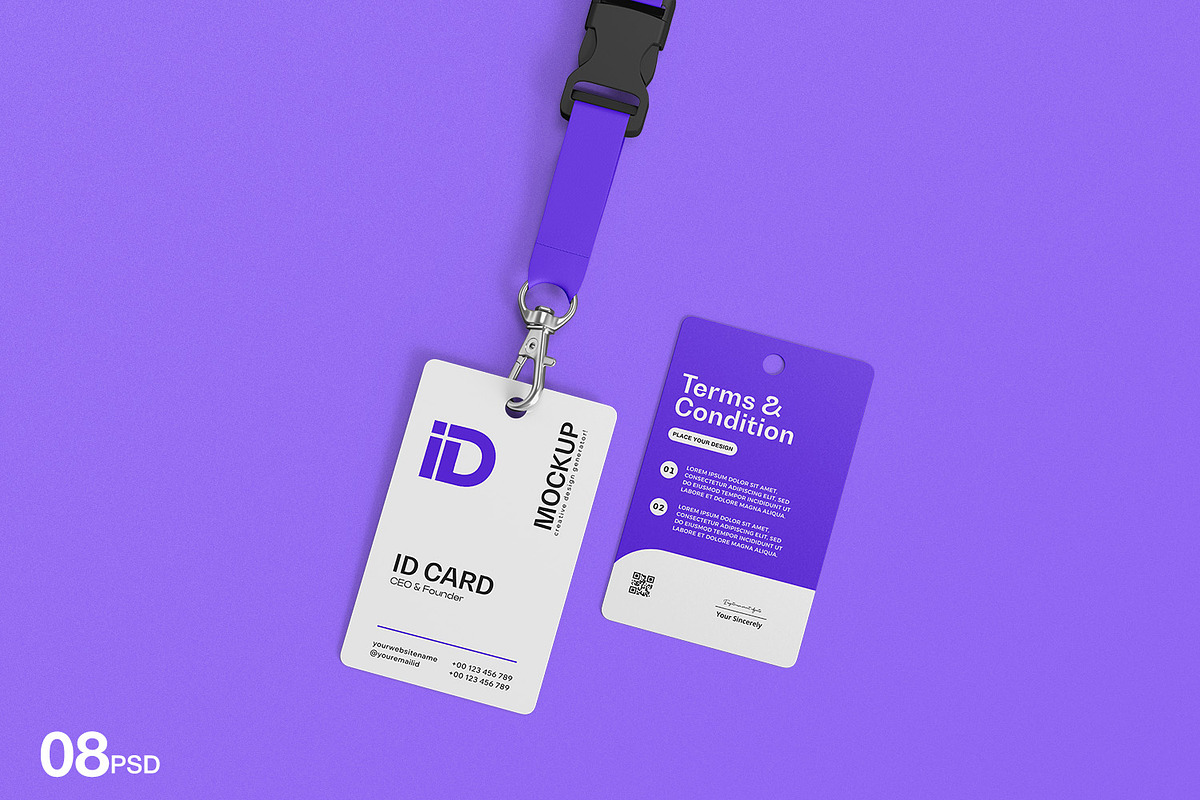 ID Card Mockup with Lanyard, a Product Mockup by Ram Studio LLC (Photo 1 of 10)