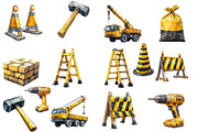 Cute Construction Watercolor Clipart, an Illustration by Designworld (Thumbnail 5 of 9)