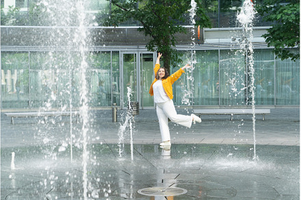 Happy curvy woman in city, a Nature Photo by Neirfy