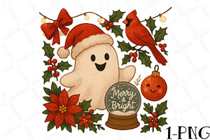 Cute Ghost Christmas Icons PNG, an Illustration by DreamPrint404