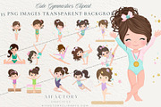 Cute Gymnastics Girl Clipart PNGs, a Person Illustration by artinspirestudio (Thumbnail 3 of 4)