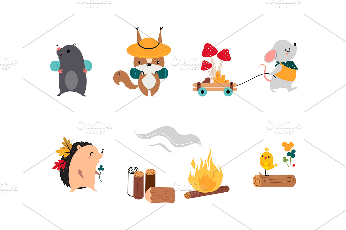 Cute Forest Animal Walking and, an Animal Illustration by TopVectors