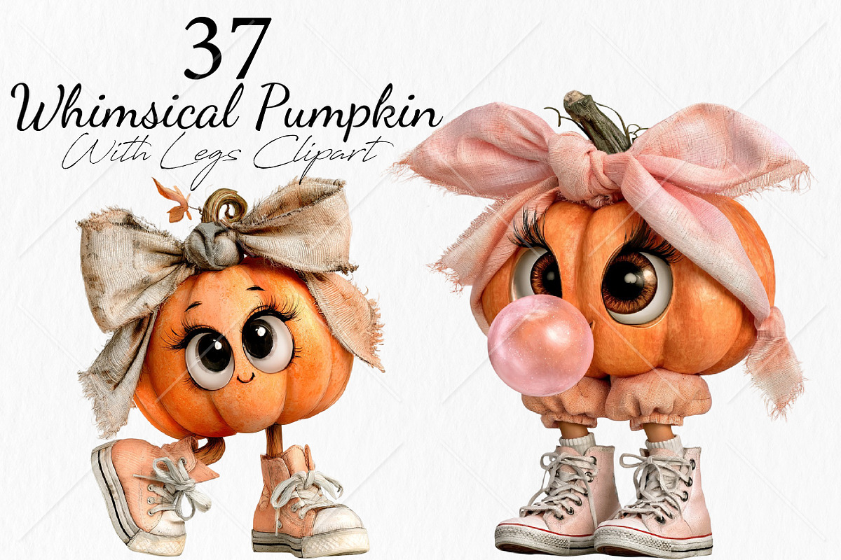 Whimsical Pumpkin With Legs Clipart, a Seasonal Illustration by Canvas Craft (Photo 1 of 10)