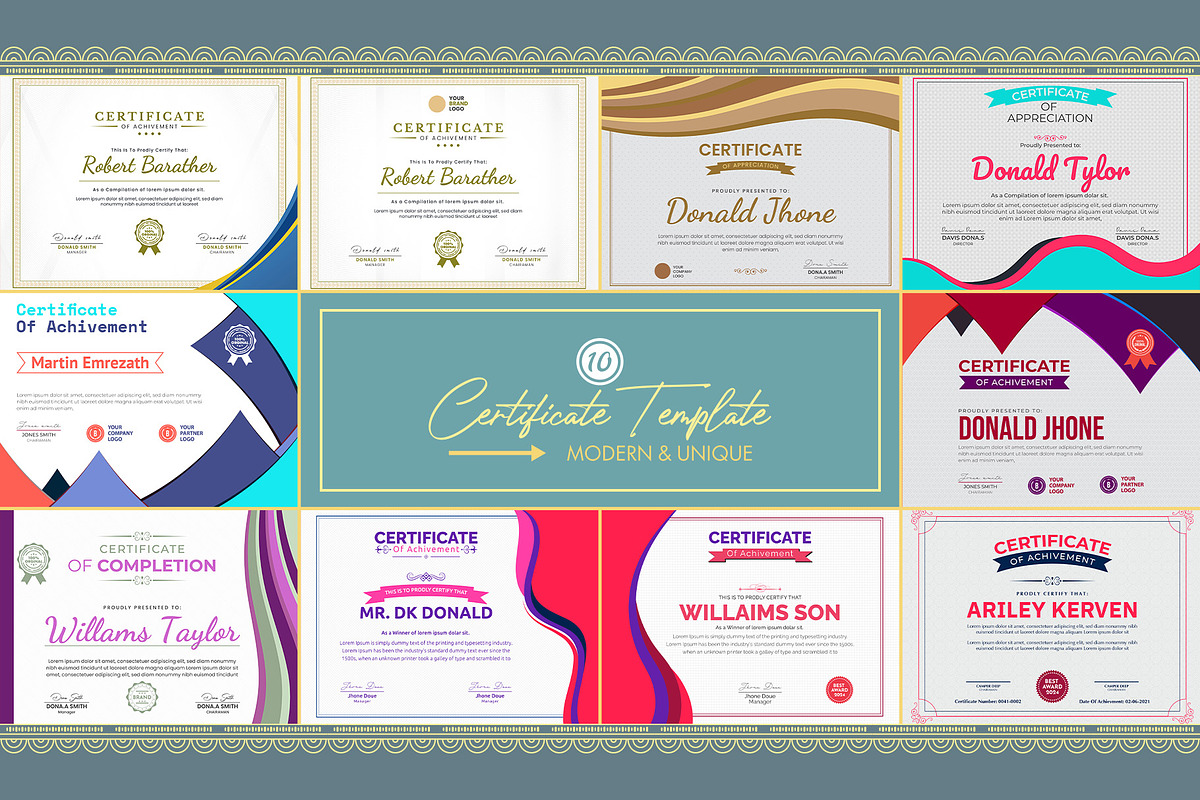 Elegant Horizontal Certificate, a Stationery Template by MRI STUDIO (Photo 1 of 11)