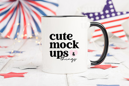 Black Handle 4th July Mug Mock Up