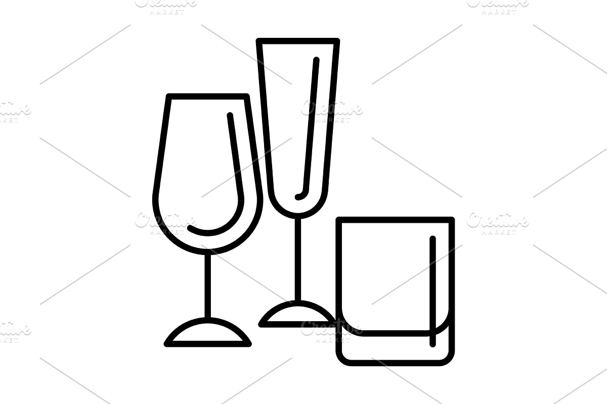 Glasses and goblets icon., an Outline Icon by incomible